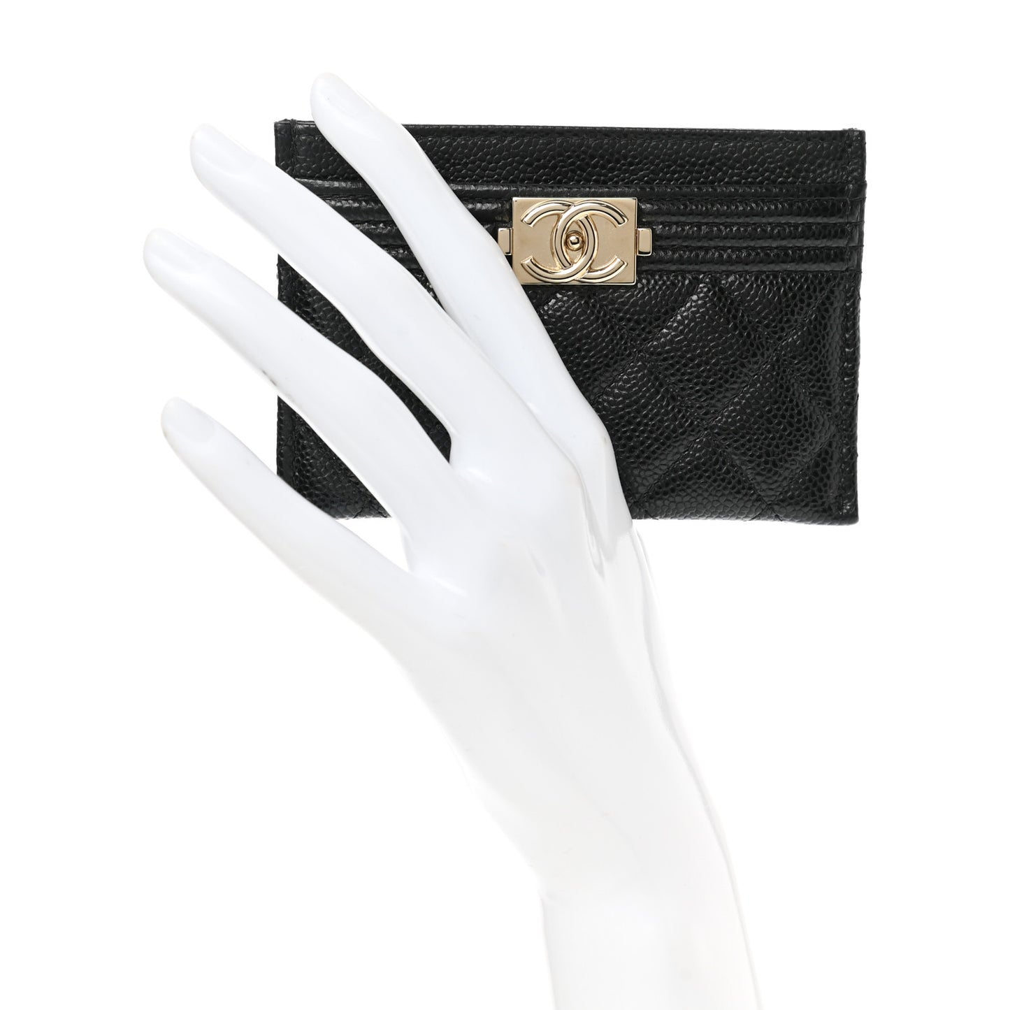 Caviar Quilted Boy Card Holder Black
