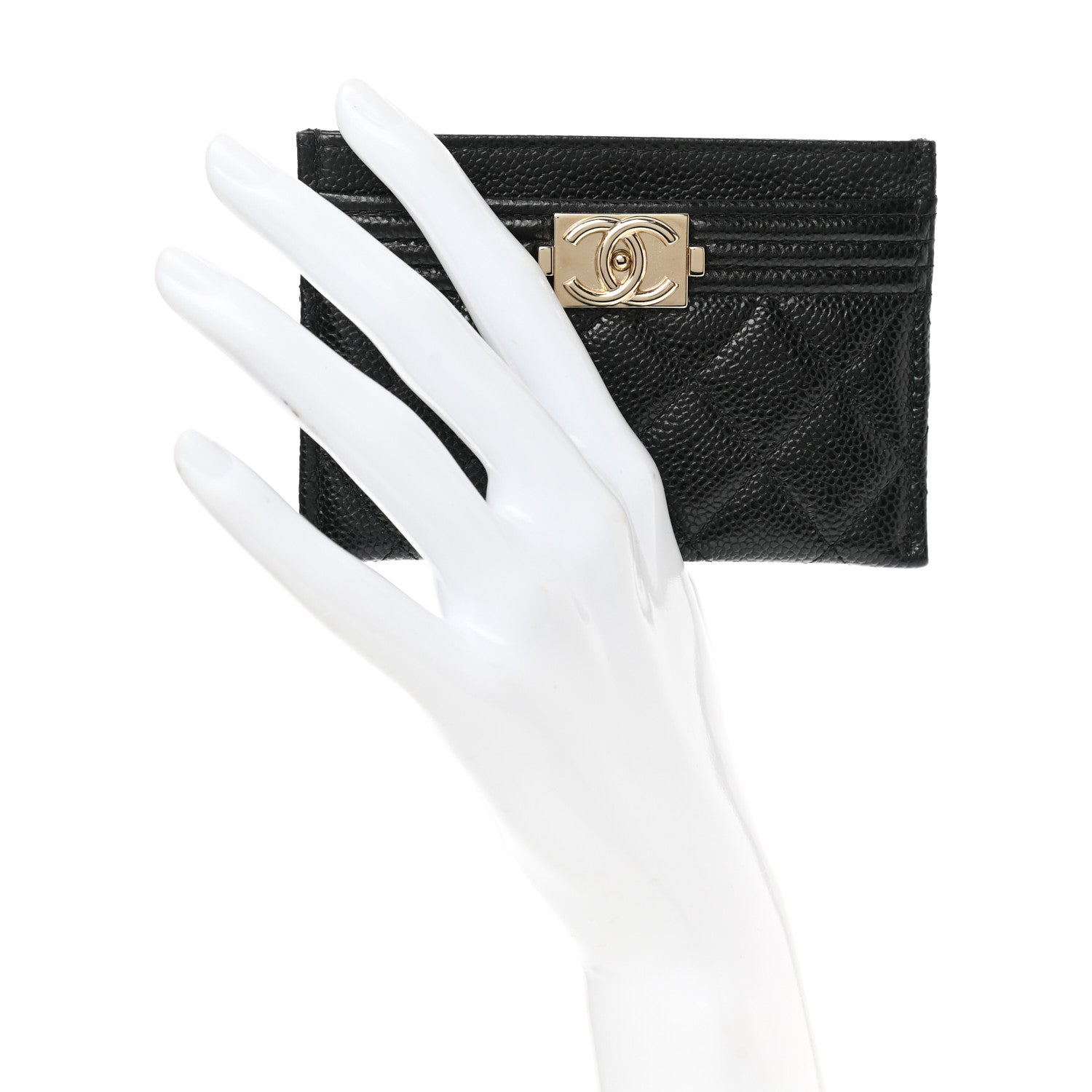 Chanel Caviar Quilted Boy Card Holder Black 2 of 9