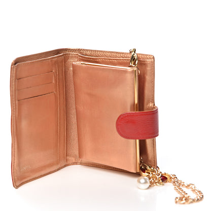 Chanel Caviar Timeless CC Compact French Wallet On Chain Red 5 of 20