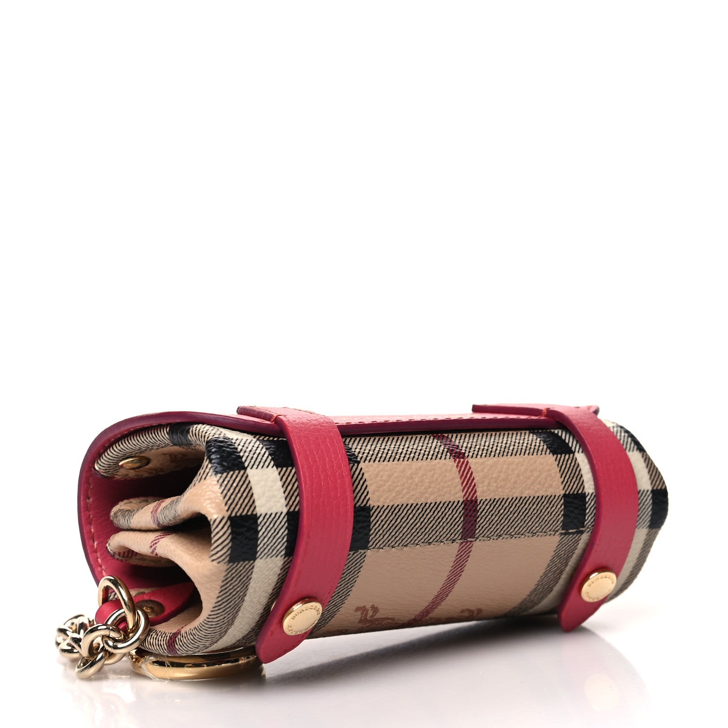 Burberry Haymarket Check Key Ring Coin Case Pink 4 of 10