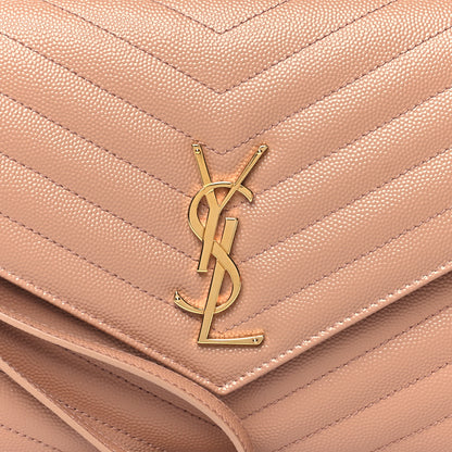 Saint Laurent Grain De Poudre Matelasse Chevron Monogram Envelope Clutch Vintage Peach 8 of 10