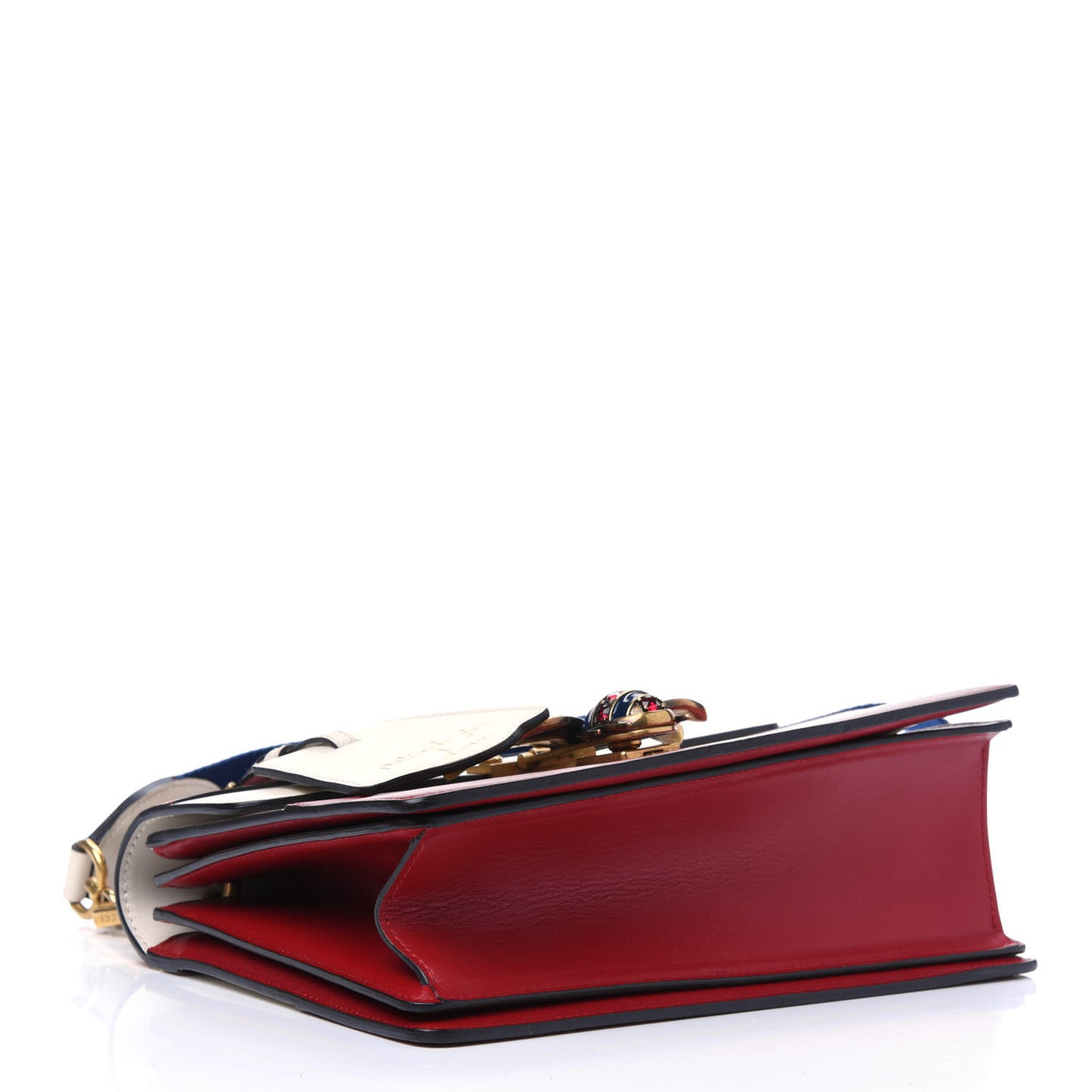 Calfskin Sylvie Web Small Queen Margaret Top Handle Bag Hibiscus Red Mystic White