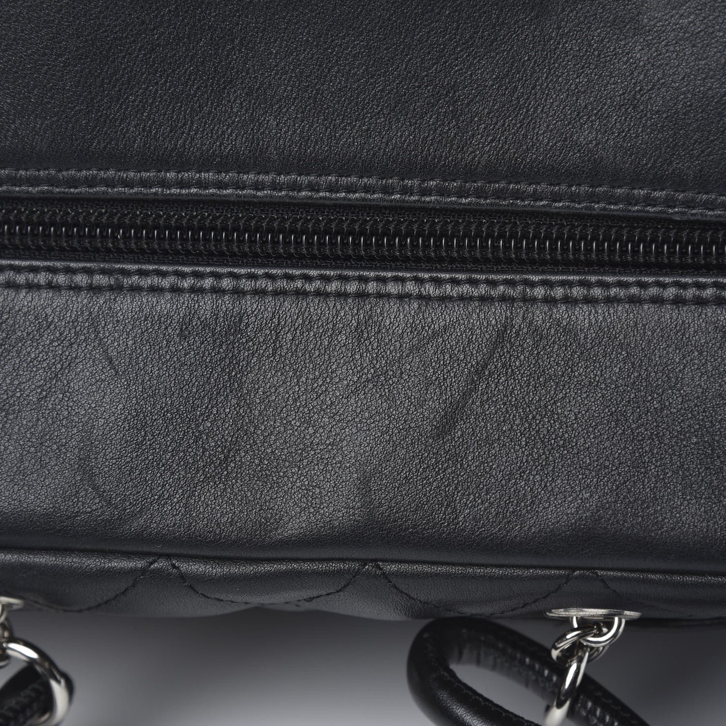 Calfskin Quilted Small Cambon Multipocket Reporter Black White