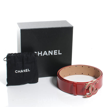 Chanel Patent Leather CC Logo Belt 85 34 Red 4 of 6