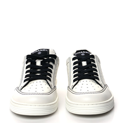 Chanel Calfskin Womens Logo Sneakers 39.5 White Black 2 of 8
