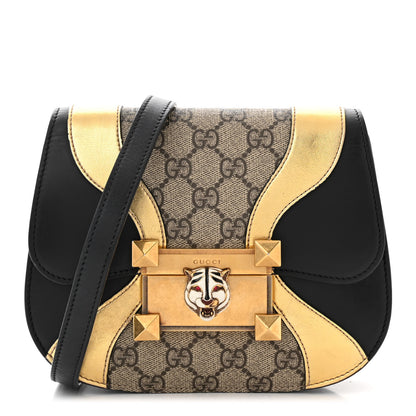 Gucci GG Supreme Monogram Small Osiride Shoulder Bag Black Gold 1 of 10