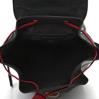 Fendi Vitello Cruise Bi-Color FF 1974 Embossed F is Fendi Drawstring Backpack Black Fragola Maya 5 of 9
