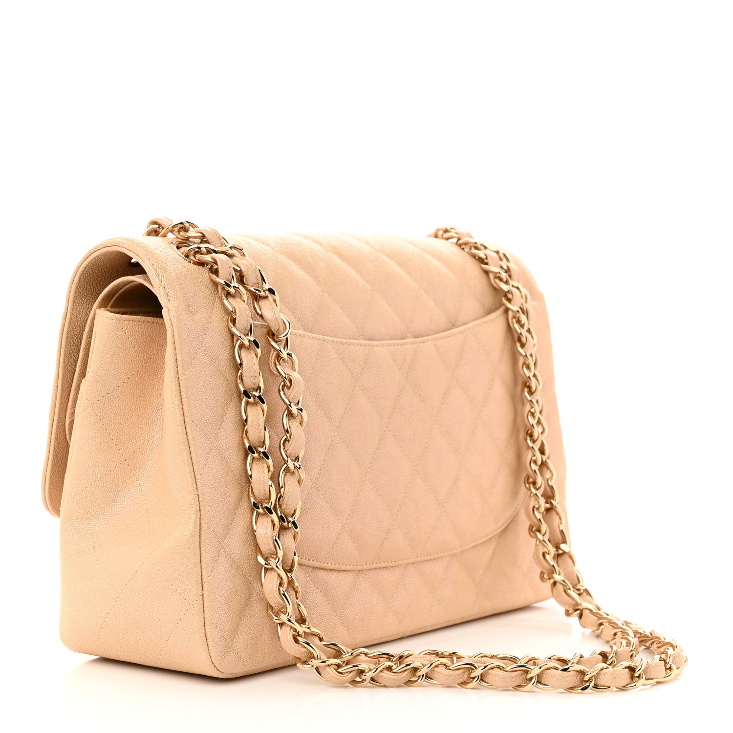 Chanel Iridescent Caviar Quilted Jumbo Double Flap Beige 3 of 10