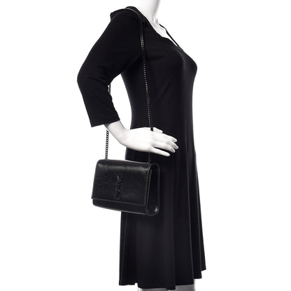 Saint Laurent Textured Patent Medium Classic Monogram Kate Satchel Black 2 of 9