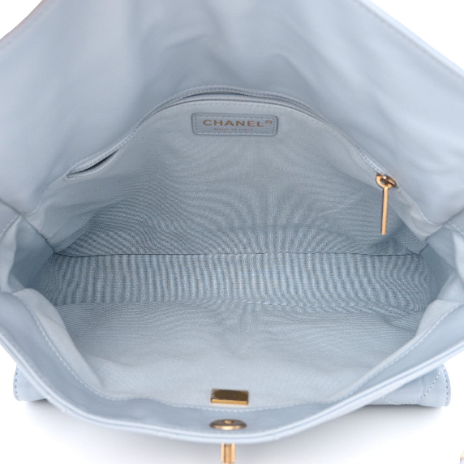Chanel Shiny Calfskin Quilted Large Supple Twins Hobo Bag Light Grey 5 of 11