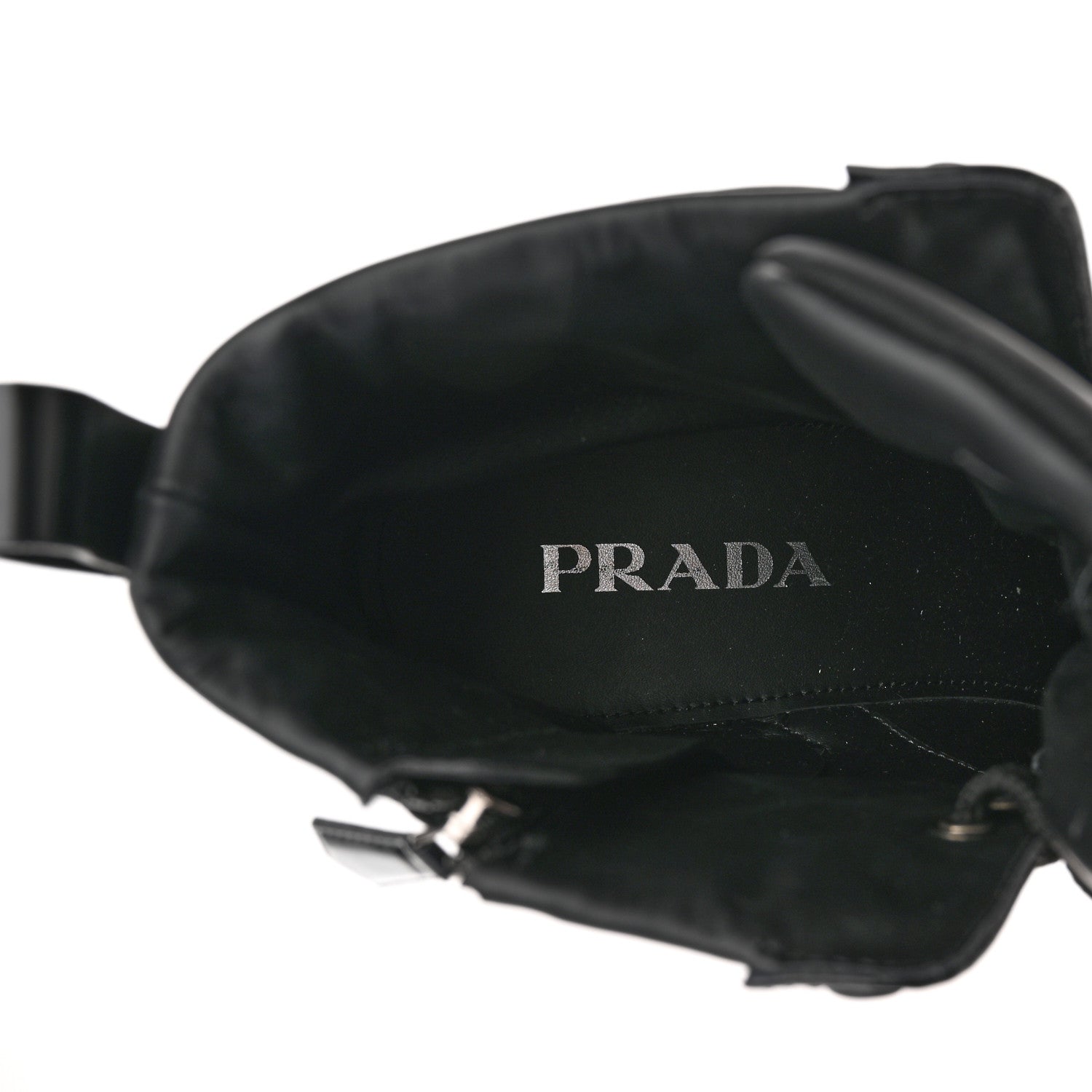 Prada Spazzolato Re-Nylon Metal Triangle Logo Lace Up 55mm Ankle Boots 39.5 Black 7 of 13