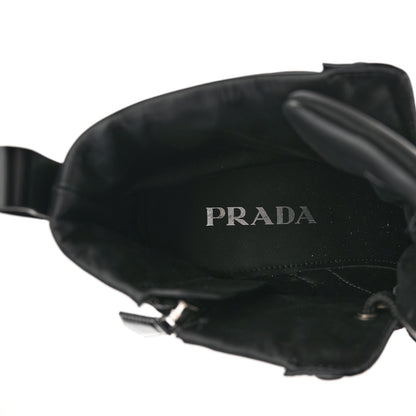 Prada Spazzolato Re-Nylon Metal Triangle Logo Lace Up 55mm Ankle Boots 39.5 Black 7 of 13