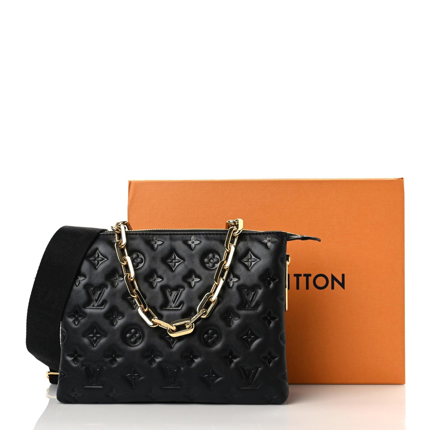 Lambskin Embossed Monogram Coussin PM Black