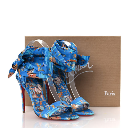 Christian Louboutin Crepe Satin Greekaba Du Desert 100 Sandal 36 Blue Multicolor 10 of 10