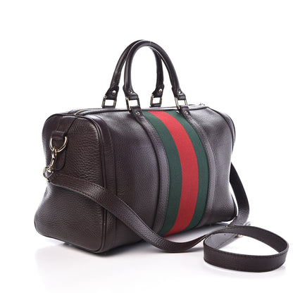 Gucci Calfskin Vintage Web Medium Boston Dark Brown 2 of 21