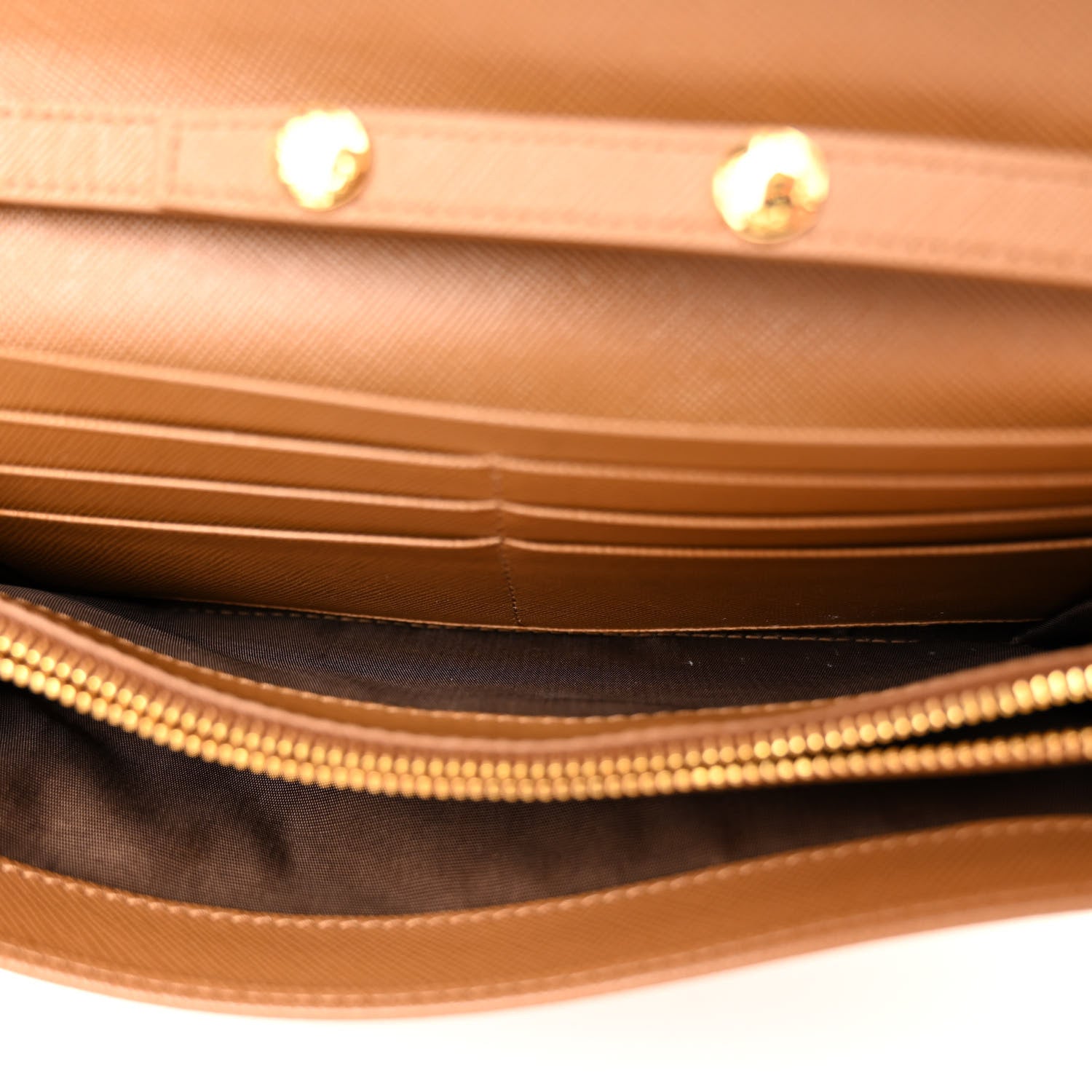 Prada Saffiano Metal Oro Chain Wallet Caramel 5 of 10