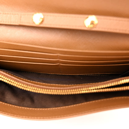 Prada Saffiano Metal Oro Chain Wallet Caramel 5 of 10