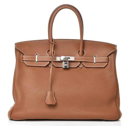 Hermes Taurillon Clemence Birkin 35 Gold 1 of 34