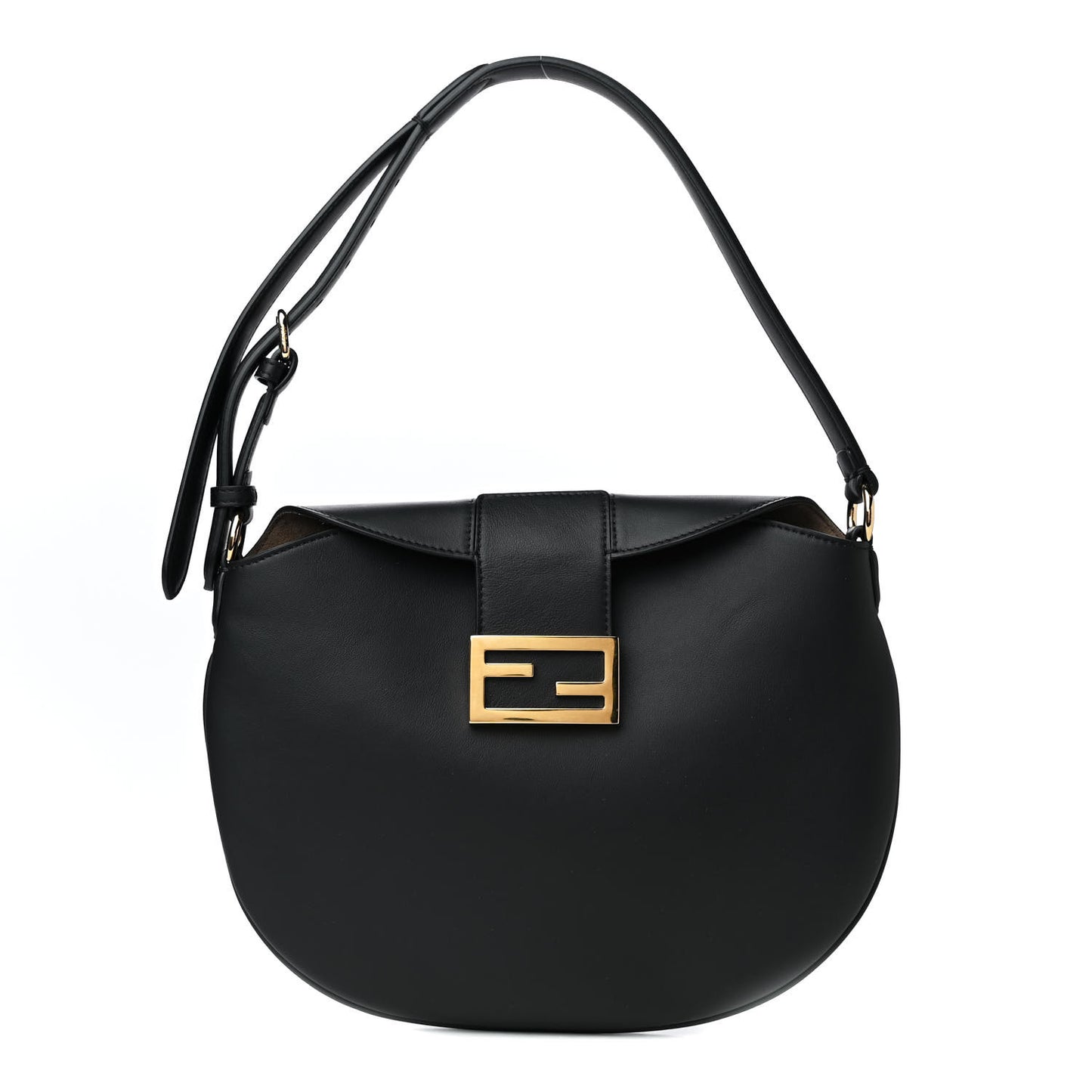 Vitello Grace Suede Small Croissant Hobo Black