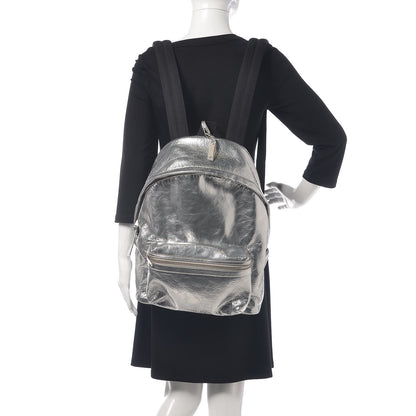 Saint Laurent Textured Patent City Backpack Argent 2 of 9