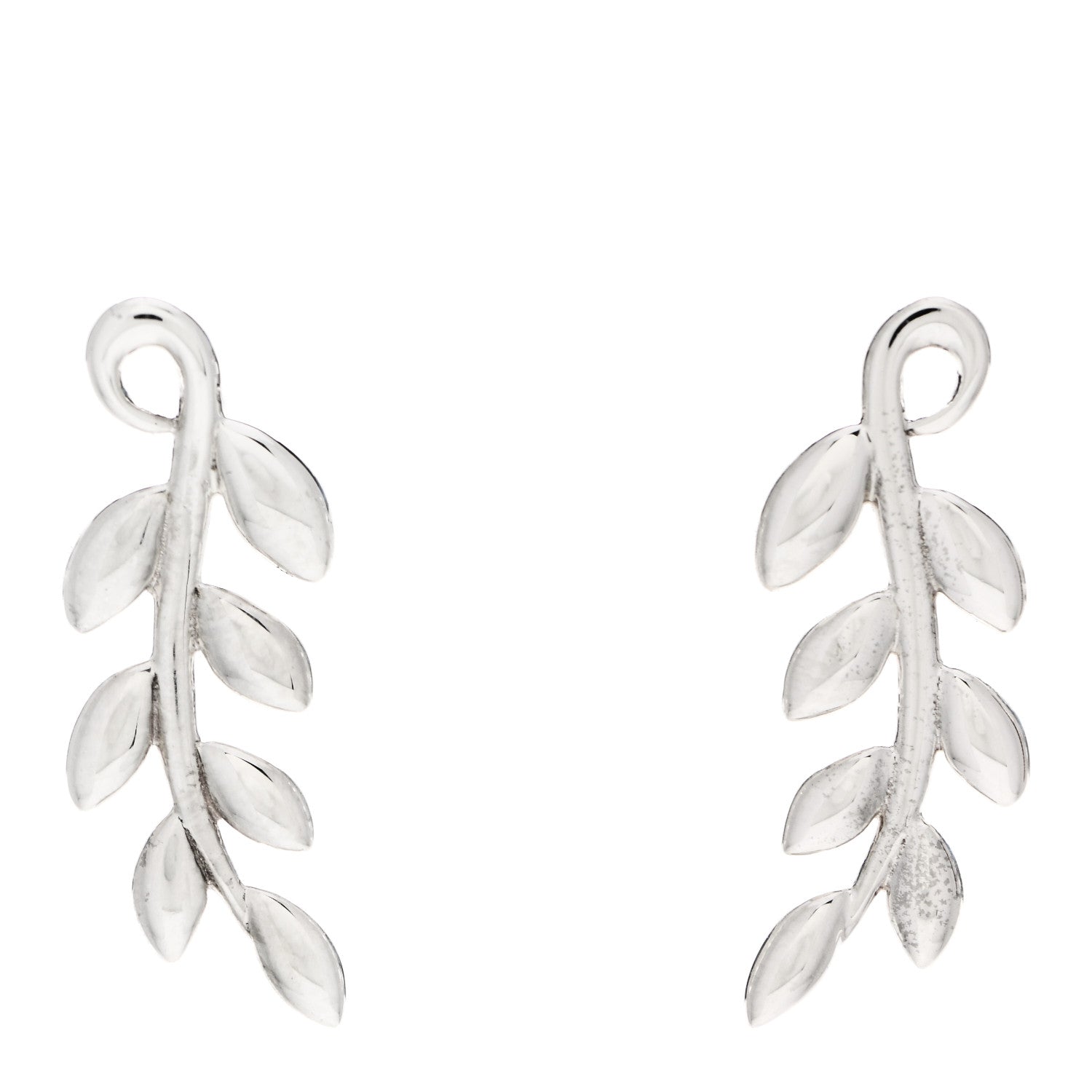 Tiffany Sterling Silver Paloma Picasso Olive Leaf Climber Earrings 1 of 5