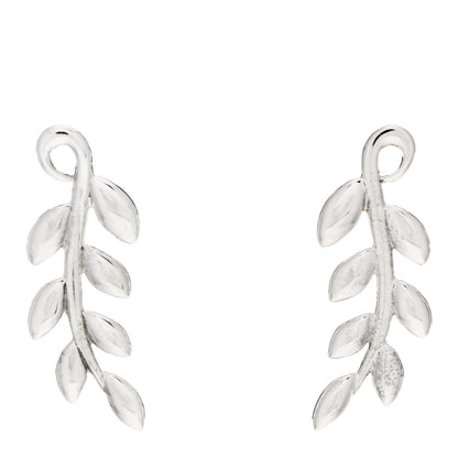 Tiffany Sterling Silver Paloma Picasso Olive Leaf Climber Earrings 1 of 5