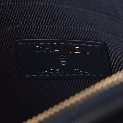 Chanel Iridescent Caviar Quilted Classic Zip Pouch Navy 6 of 8