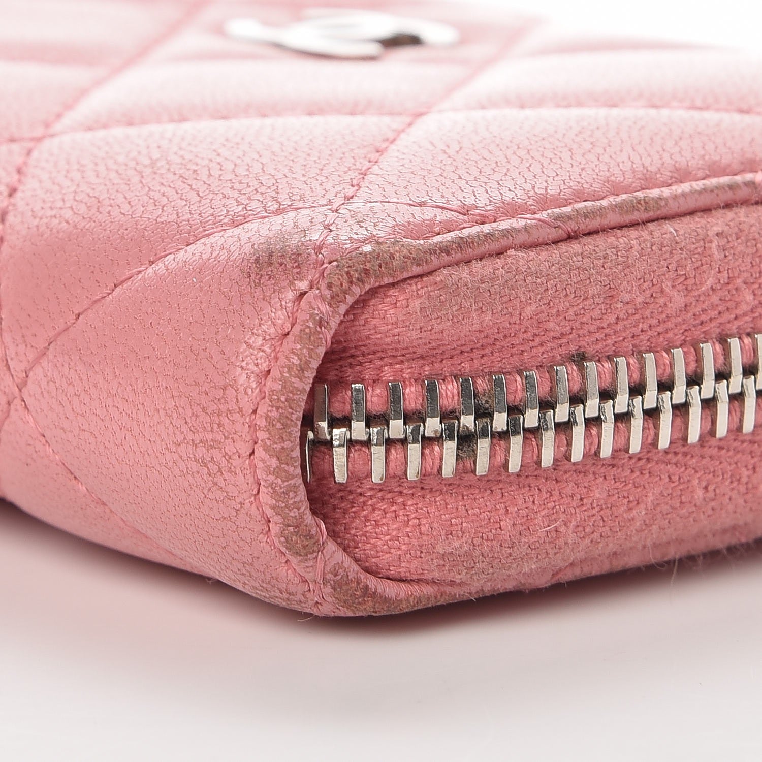 Chanel Lambskin Quilted Zip Around Coin Purse Wallet Pink 14 of 14