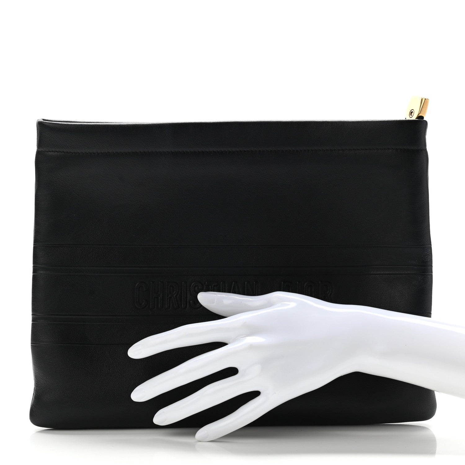 Christian Dior Calfskin Medium Diordouble Zip Pouch Black 2 of 9
