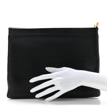 Christian Dior Calfskin Medium Diordouble Zip Pouch Black 2 of 9