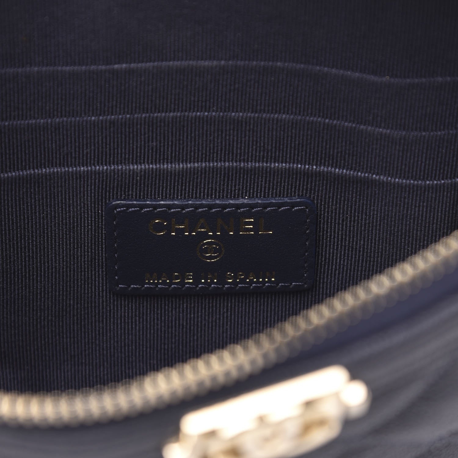 Chanel Caviar Quilted Small Zipped Boy Pouch Navy Blue 6 of 10