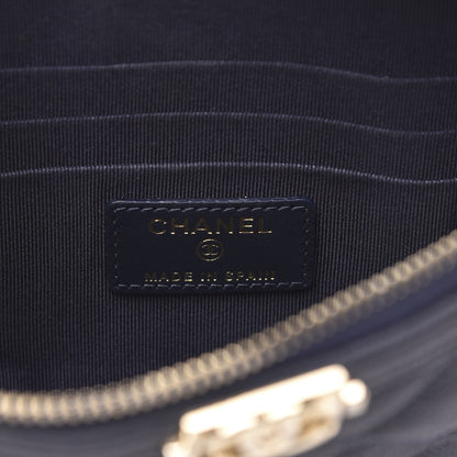 Chanel Caviar Quilted Small Zipped Boy Pouch Navy Blue 6 of 10