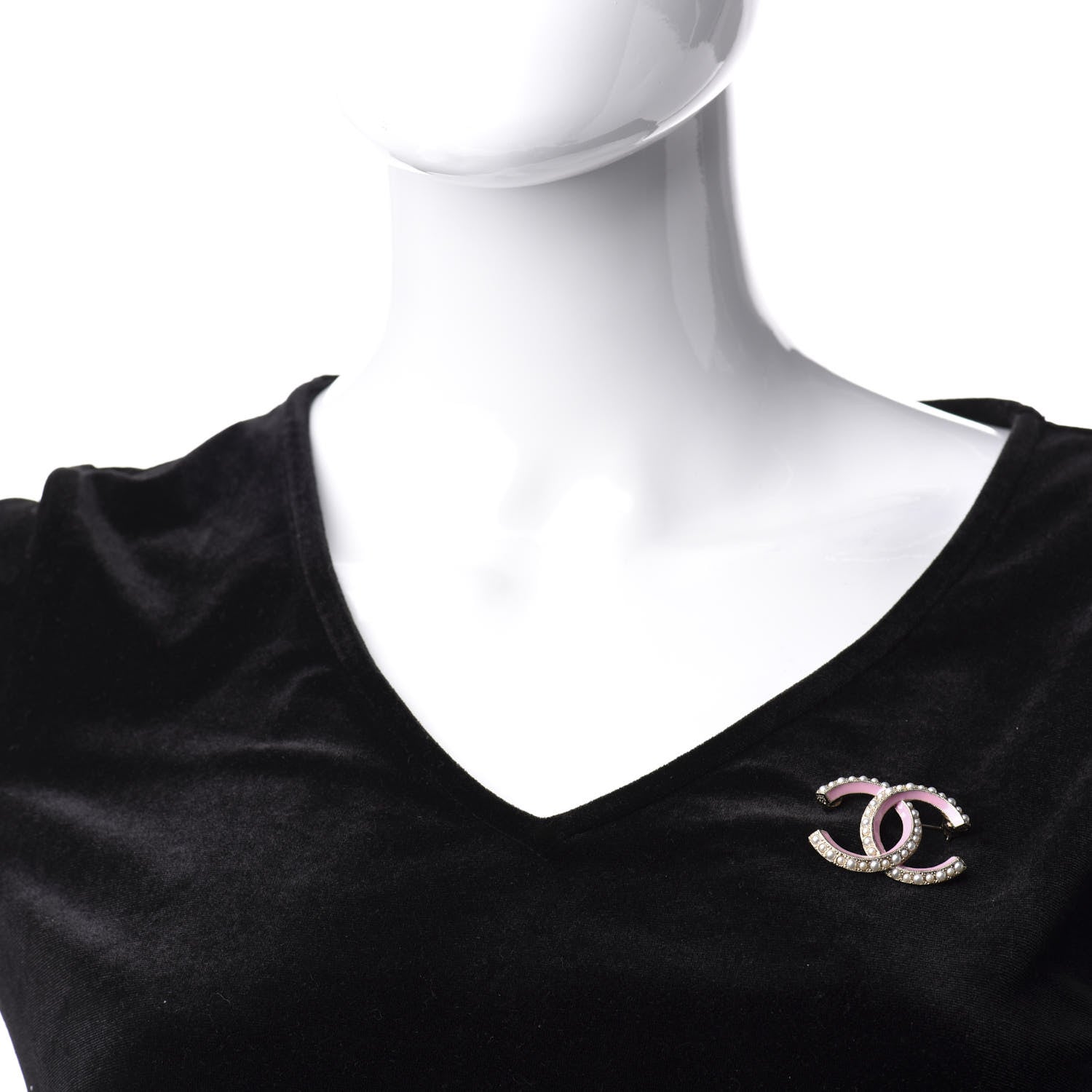 Chanel Pearl Enamel CC Brooch Pink Gold 2 of 5