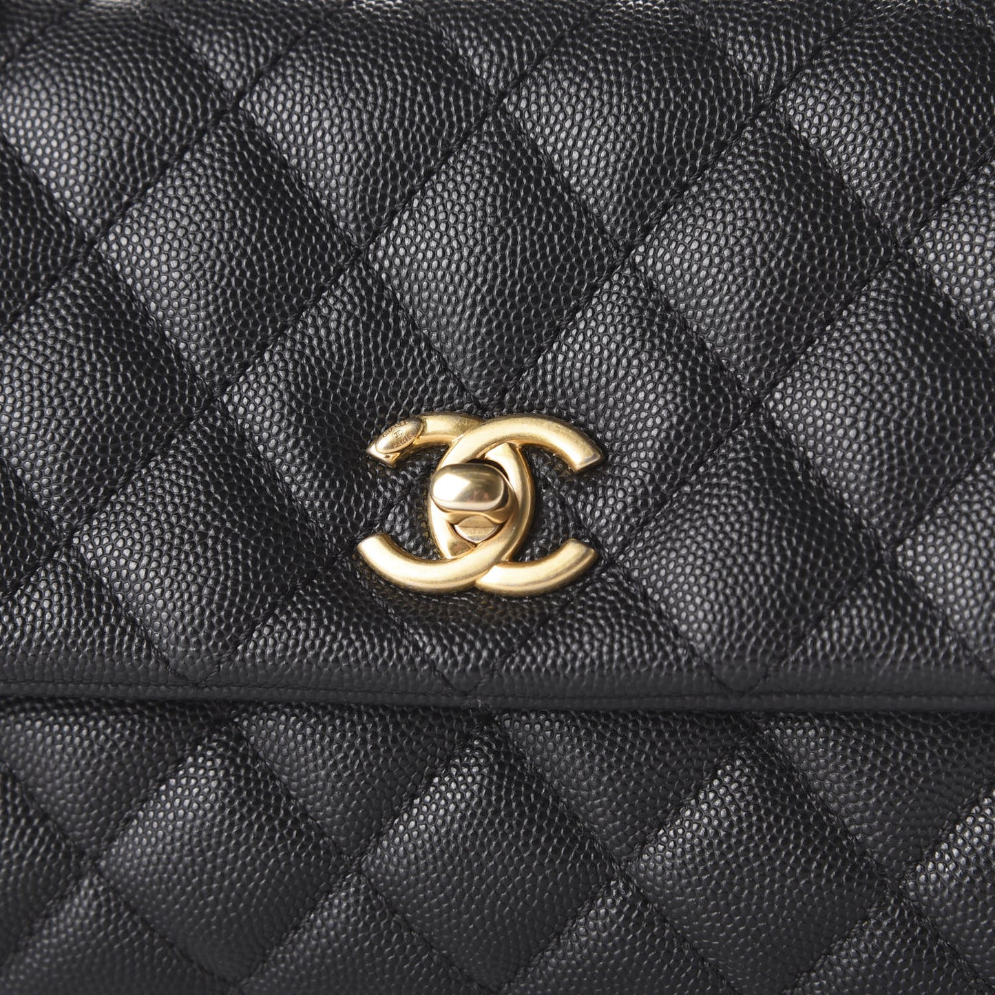 Caviar Quilted Mini Coco Handle Flap Black