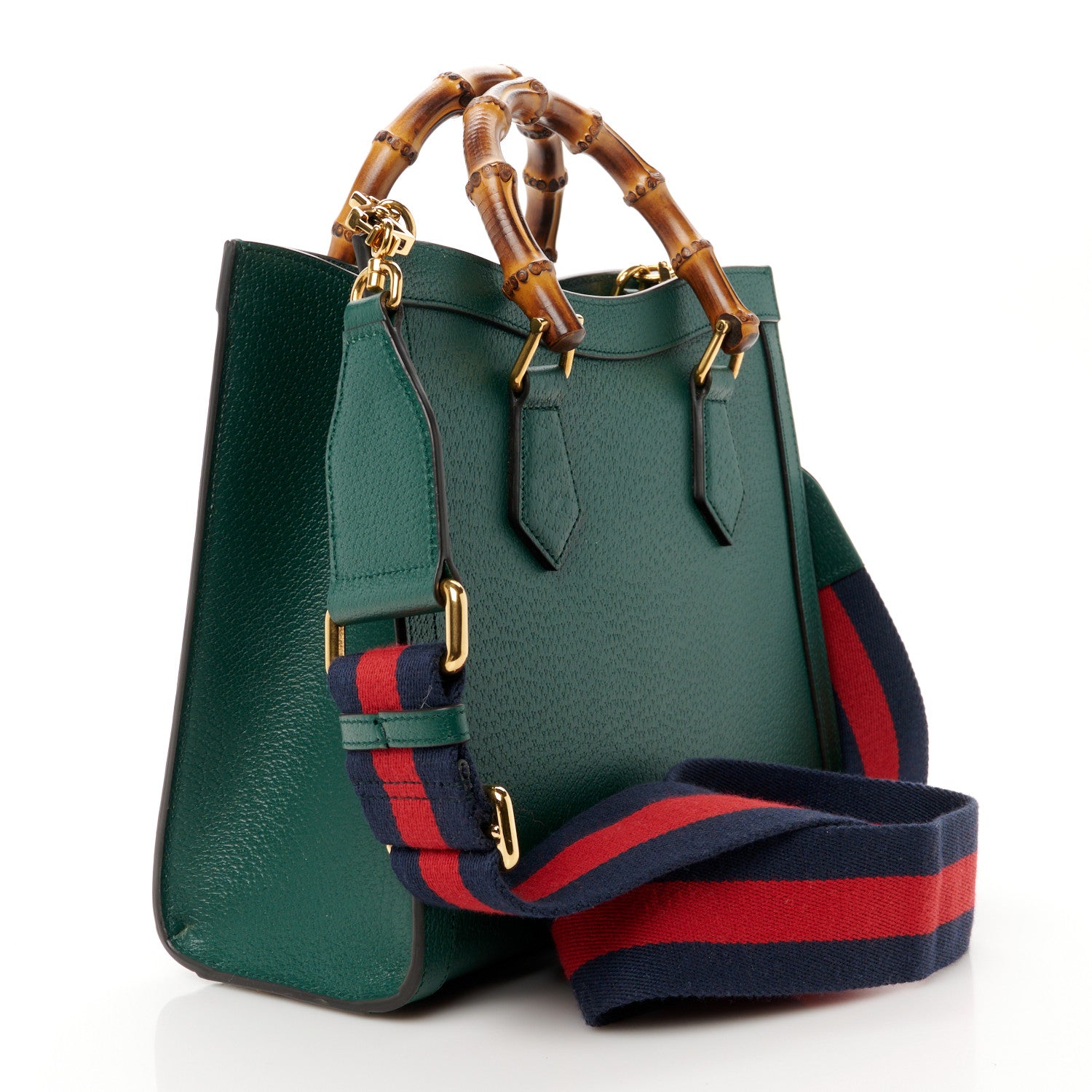 Gucci Textured Dollar Calfskin Small Diana Tote Bag Green 3 of 11