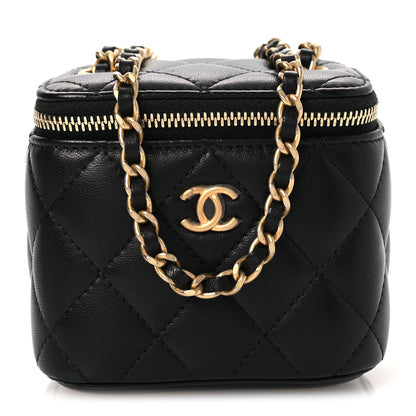 Chanel Lambskin Quilted Mini Pearl Crush Vanity Case With Chain Black 1 of 10