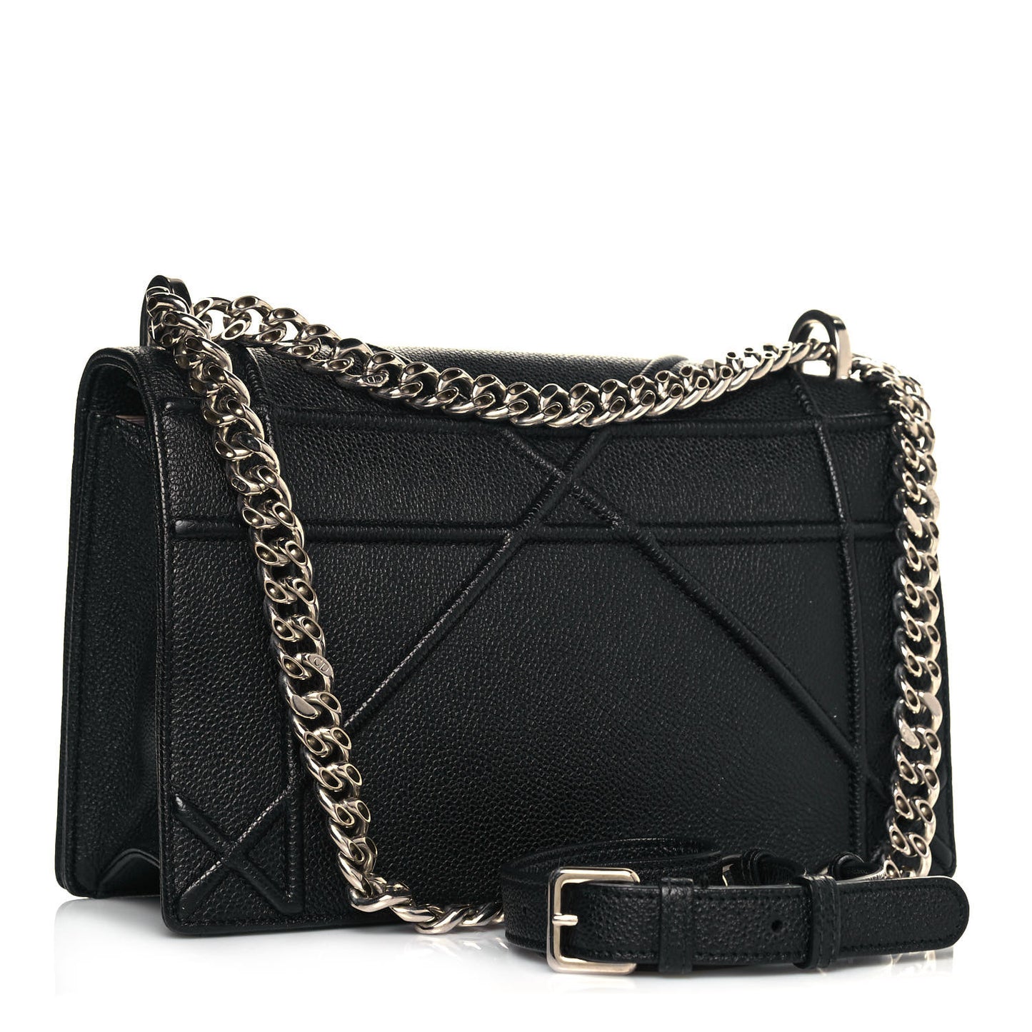 Grained Calfskin Medium Diorama Flap Bag Black