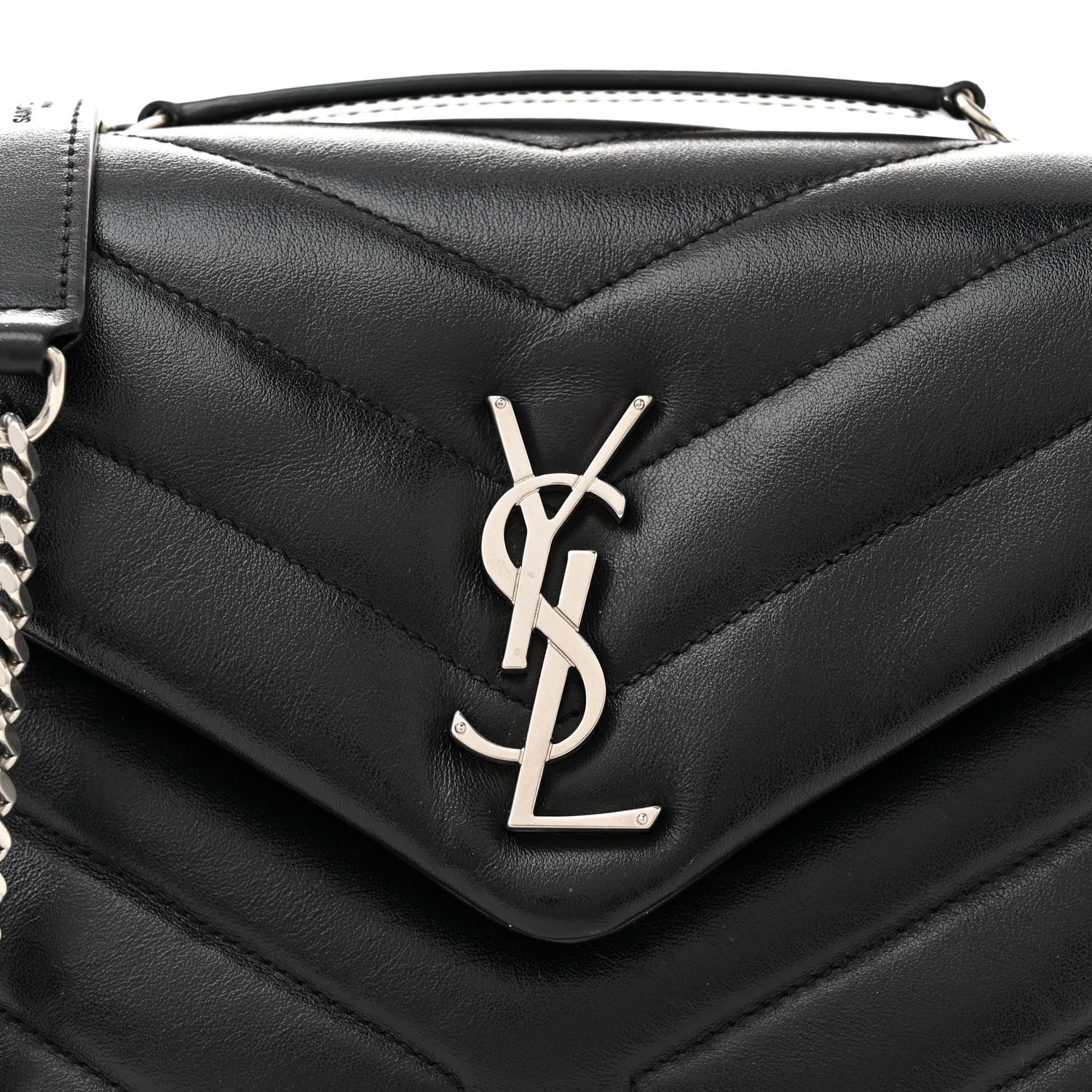 Saint Laurent Calfskin Y Quilted Monogram Small Loulou Chain Satchel Black 8 of 11