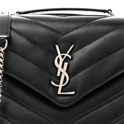 Saint Laurent Calfskin Y Quilted Monogram Small Loulou Chain Satchel Black 8 of 11