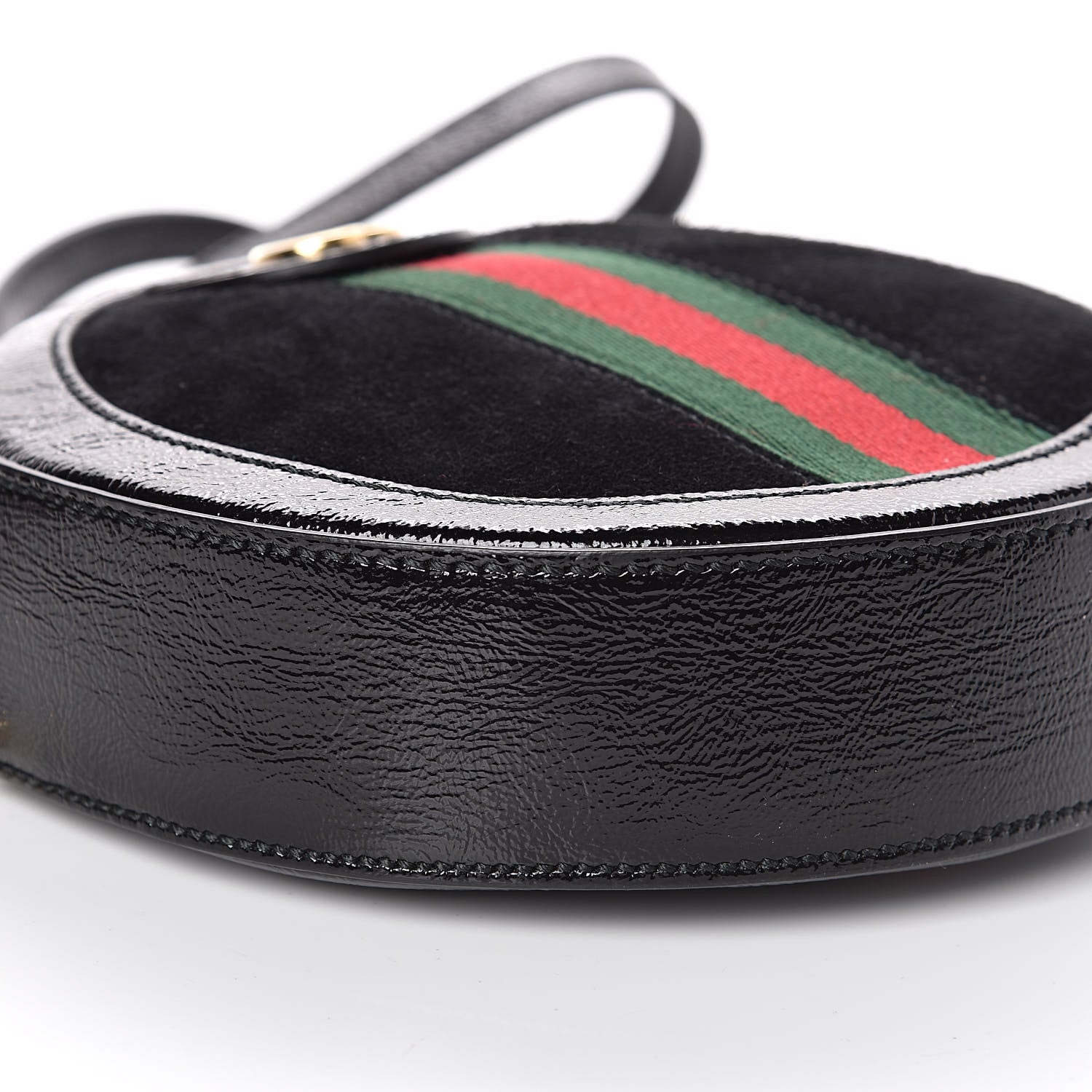 Gucci Suede Patent Web Mini Ophidia Round Shoulder Bag Black 9 of 10