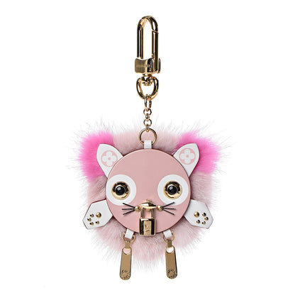 Louis Vuitton Calfskin Mink Fur Wild Puppet Bag Charm Key Holder Rose 1 of 4