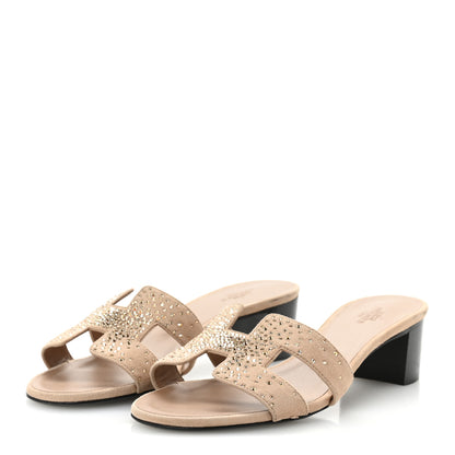 Hermes Suede Goatskin Crystal Oasis Sandals 36 Rose Nude 4 of 9