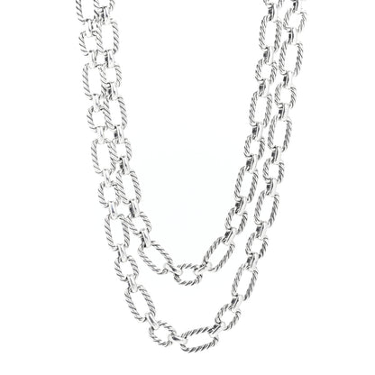 David Yurman Sterling Silver Blue Sapphire 9.5mm Cushion Link Chain Necklace 1 of 5