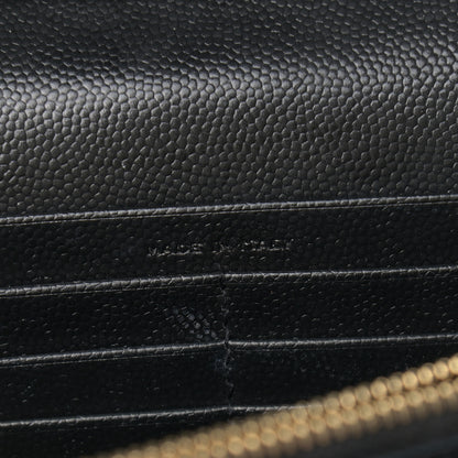 Saint Laurent Grain De Poudre Matelasse Chevron Monogram Chain Wallet Black 6 of 10