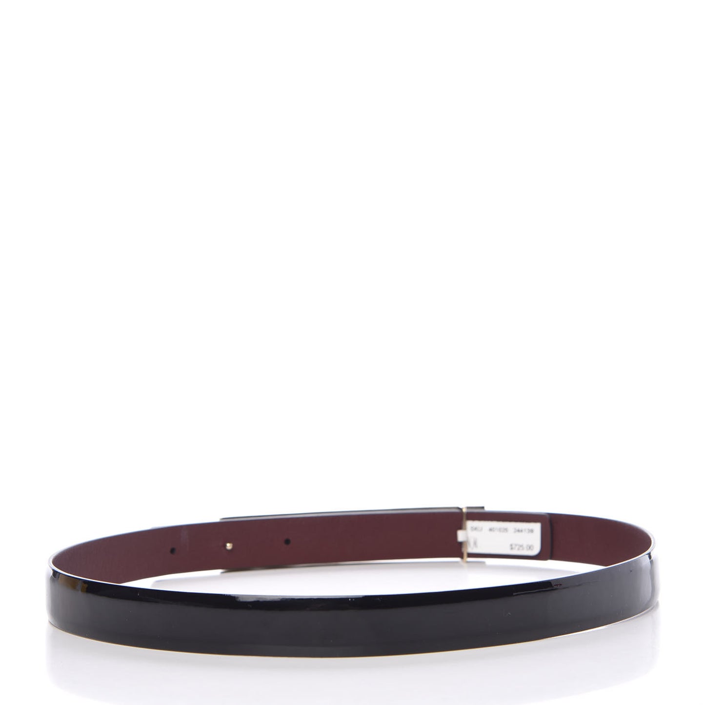 Patent Calfskin Logo Skinny Belt 65 26 Black