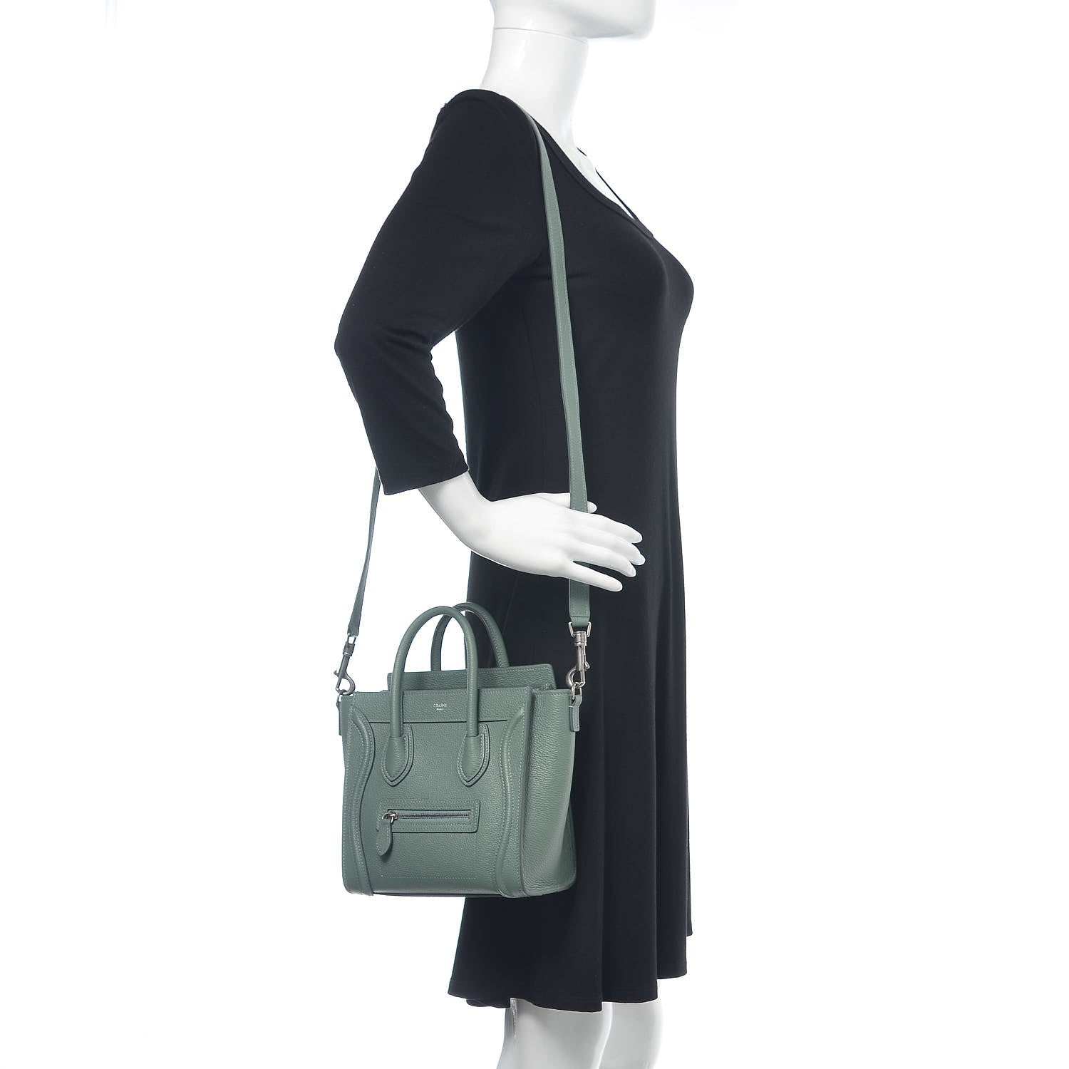 Celine Drummed Calfskin Nano Luggage Celadon 2 of 10