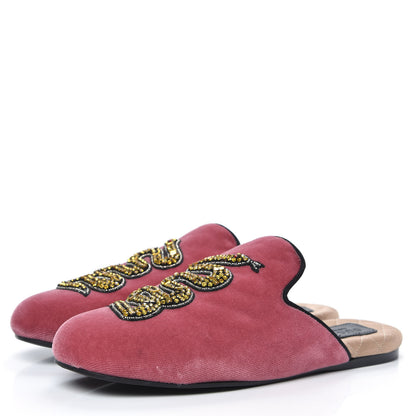 Gucci Velvet Embellished Evening Slippers 35.5 Pink 3 of 10
