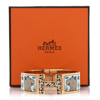 Hermes Enamel Printed Leopards Wide Clic Clac H Bracelet PM Songe Pastel 5 of 5