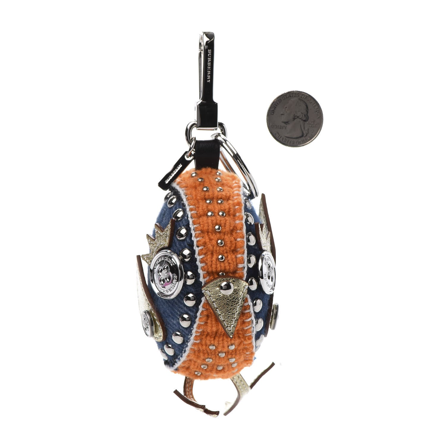 Burberry Calfskin Wool Cashmere Studded Mabel Derek The Bird Bag Charm Clementine Multicolor 1 of 4