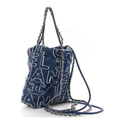 Chanel Washed Denim Logo Embroidered Mini Chanel 22 Blue 3 of 11